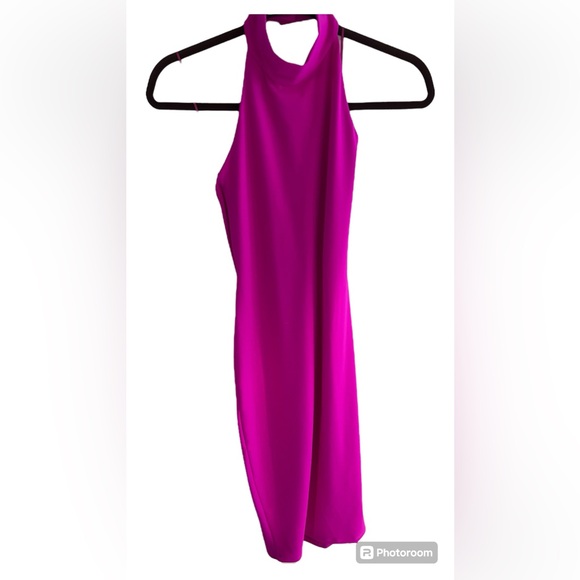 Susana Monaco High Neck Halter Midi Dress BarbieCORE Hit Pink NWT X Small - Picture 9 of 14